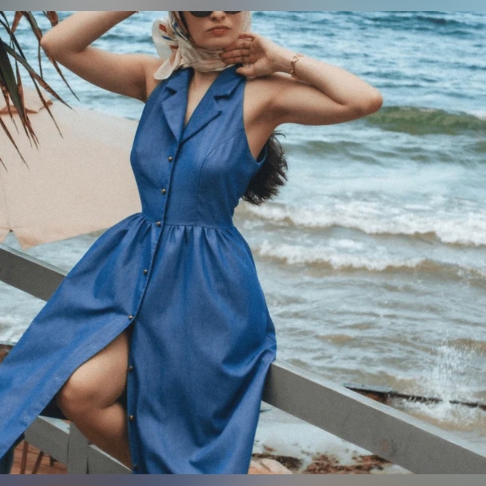 NWT RIHOAS The Lapel Tunic Sleeveless Midi Dress